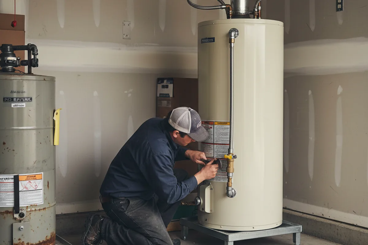 Water heater and shutoff valve replacement in Harned