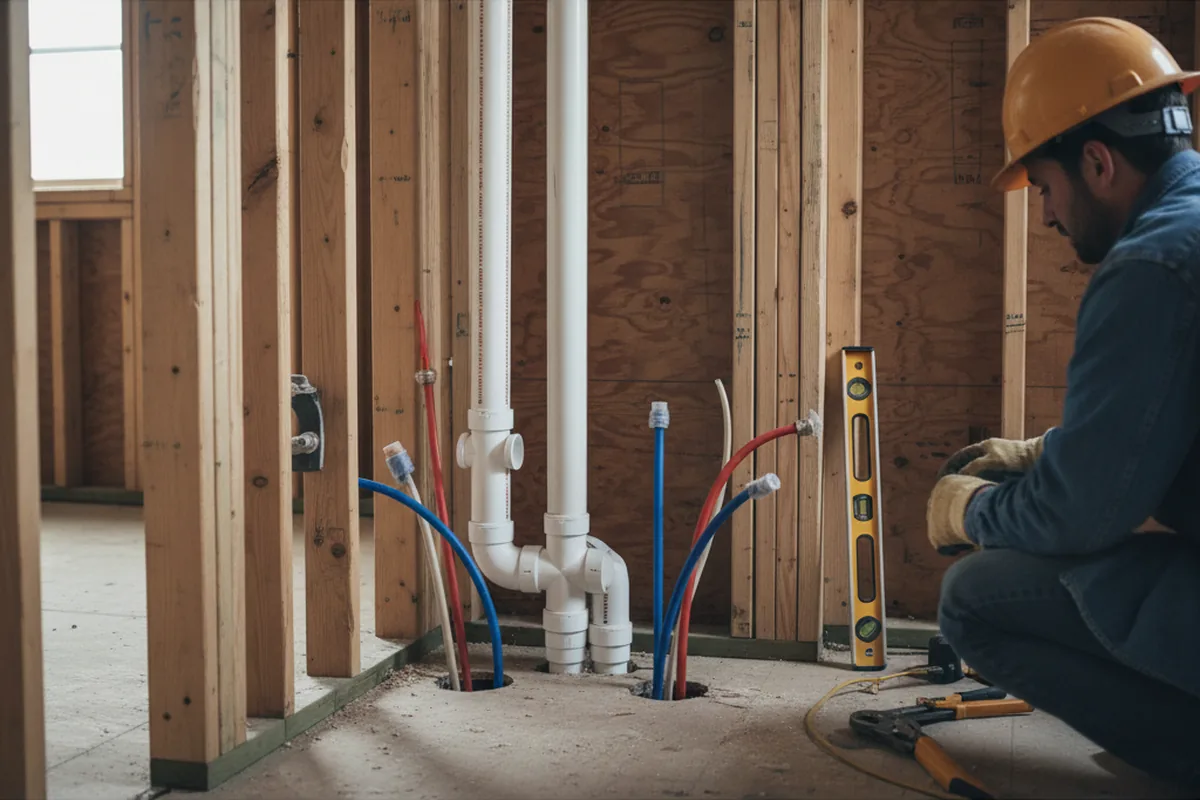 Drain and supply rough-in during Toilet Repair and Installation in Harned